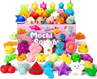 JOYIN Easter Mochi Squishy Toys Set, Random 25 Pack Mini Squishy Mochi, Party Favors for Kids, Kawaii Stress Relief Toys, Basket Stuffers, Goodie Bags Fillers, Birthday Gifts, Classroom Prizes