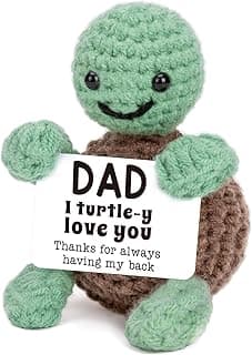 Mini Funny Turtle Dad Gifts from Daughter Son, Easter Fathers Day Birthday Gifts for Dad Father Daddy Presents, I Love You Small Cute Stuff Things, Handmade Emotional Positive Crochet Turtle