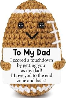 Dad Gifts from Daughter Son Wife, Positive Handmade Crochet Fathers Day Birthday Gift for Dad, Funny Cute Small Gifts for Dads, I Love You Papa Easter Gift Idea, Unique Football Doll for Step-Dads