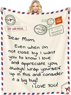 Throw Blankets Anniversary Birthday Gift for Mom from Daughter Son, Dear Mom Blanket for Mother's Day, Super Soft Flannel Throw Blankets for Christmas Valentines Day for Bed Couch(50x60)