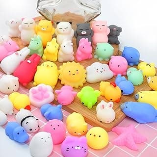 Squishies 40pcs Mochi Squishy Toys Party Favors for Kids Stocking Stuffers Mini Kawaii Squishy Treasure Box Toys for Classroom Prizes Fidget Toys Goodie Bag Christmas Easter Egg Fillers Gift for Kids