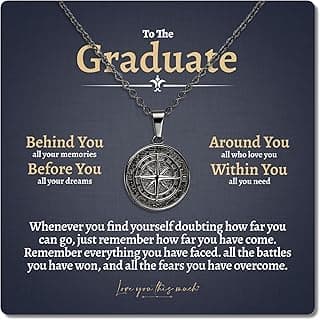 Love You This Much Compass Necklace - Graduate Gift for Him, Best Graduation Gift
