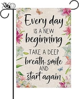 Spring Summer Garden Flag Everyday Is A New Beginning Flag Vertical Double Sided Seasonal Flowers Yard Outdoor Decorations 12.5 x 18 Inch