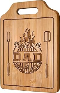 AceThrills Dad Gifts for Dad Birthday Gift for Dads Christmas Gifts Who Wants Nothing from Daughter Son - Engraved Bamboo Cutting Board 12.3"L x 8.7"W x 0.4"Th