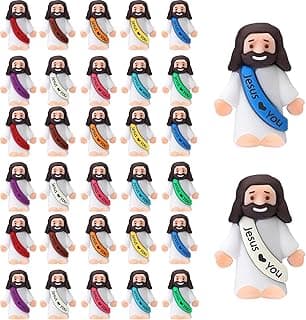 30PCS Little Jesus Figures, Mini Jesus Figurines in Bulk, Multicolor Tiny Jesus Figures, Miniature Figurines to Hide and Seek Religious Gifts for Easter Egg Stuffers