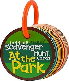 MOLLYBEE Kids Toddler Outdoor Scavenger Hunt Cards at The Park, Toddler Games, Gifts for Ages 2, 3, 4