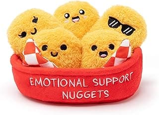 Emotional Support Nuggets by Relatable, Easter Plush Cuddly Stuffed Animals and Toys, Cute Easter Basket Stuffers, Non Candy Easter Gift Basket Ideas, Includes 5 Plushies with Carrying Basket
