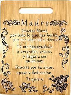 Gift for mom Spanish-Regalo para el poema de mamá-Tabla de cortar de bambú grabada única-Madre poema (22x30cm)